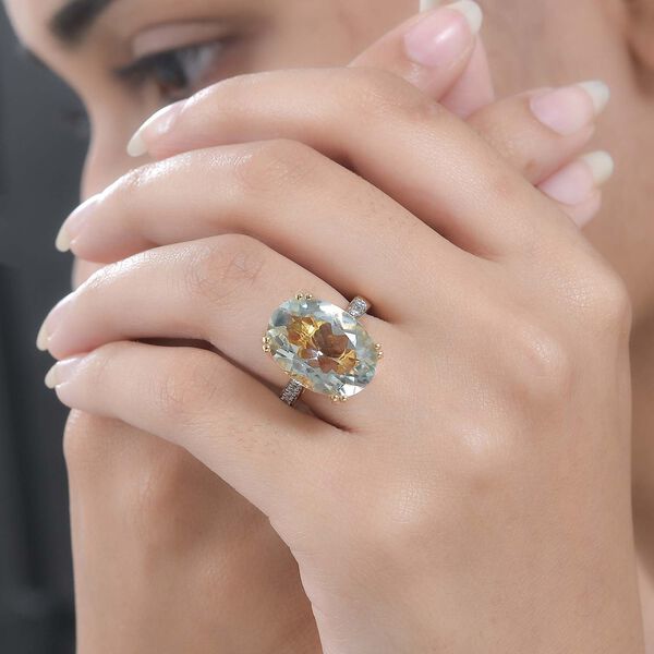 Prasiolith und Zirkon Cocktail Ring - 12,44 ct. image number 3