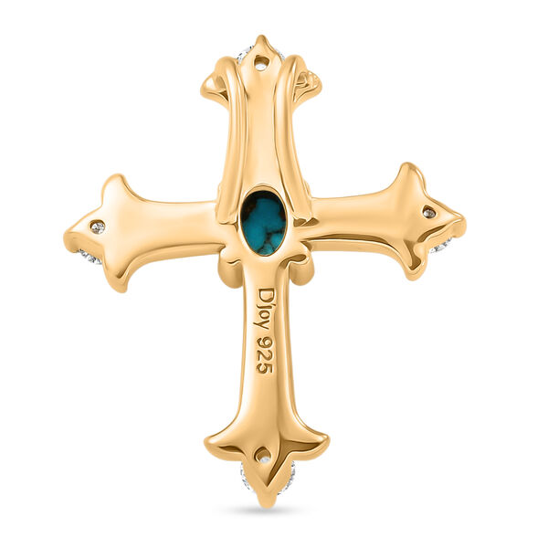 D'Joy AA Sleeping Beauty T&uuml;rkis, Wei&szlig;er Zirkon Anh&auml;nger 925 Silber 750 Vergoldet ca. 0,32 ct. image number 4