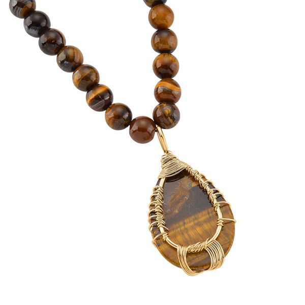 Tigerauge Halskette, ca. 45 cm + 5 cm extender, vergoldet ca. 230.00 ct image number 4