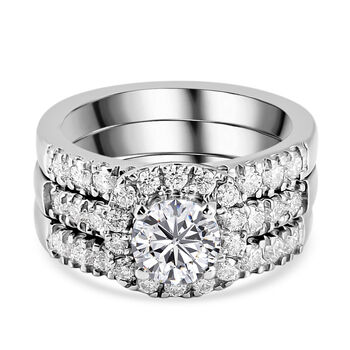 3er-Set- Moissanit Stacking Ring - 1,78 ct.
