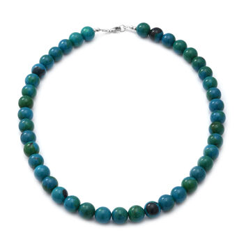 Chrysokoll Halskette ca. 45 cm lange 925 Silber ca. 212.50 ct