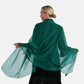 LA MAREY 2er-Set 110x180cm Seidenschal aus 100% Maulbeerseide mit Ohrringen, Dunkelgr&uuml;n