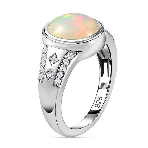 Nat&uuml;rlicher, &auml;thiopischer Welo Opal und wei&szlig;er Zirkon Ring, 925 Silber platiniert (Gr&ouml;&szlig;e 17.00) ca. 2,27 ct image number 5