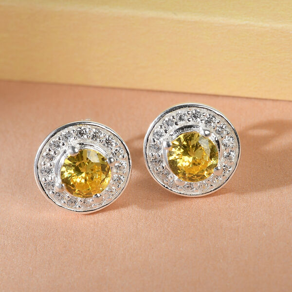 LUSTRO STELLA - Gelber und Wei&szlig;er Zirkonia Ohrstecker 925 Silber image number 2