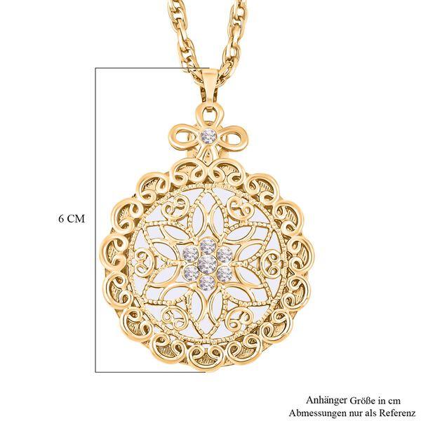 Rosa Kristall-Mandala-Anhänger und 60+5cm Kette image number 4