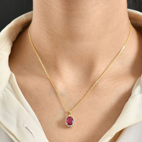 D'Joy afrikanischer Rubin, weißer Topas und Zirkon Anhänger mit 50cm Kette - 3,28 ct. image number 2