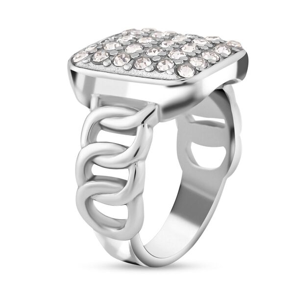 Wei&szlig;er Kristall Ring Reiner Edelstahl (Gr&ouml;&szlig;e 16.00) image number 4