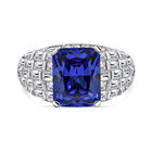 Blauer Zirkonia, Weißer Zirkonia Ring 925 Silber rhodiniert (Größe 16.00) ca. 9,16 ct