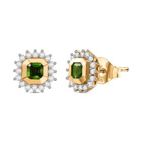 Natürliche Chromdiopsid und Zirkon-Ohrringe - 1,19 ct.