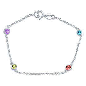 AAA Mehrfarbiger Zirkonia Armband ca. 19 cm Messing rhodiniert