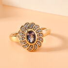 Tansanit und Zirkon-Ring, 925 Silber vergoldet  ca. 0,63 ct image number 1