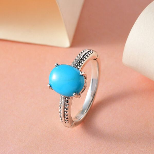 Amerikanischer, natürlicher Sleeping Beauty Türkis Ring, 925 Silber platiniert, ca. 2.00 ct image number 1