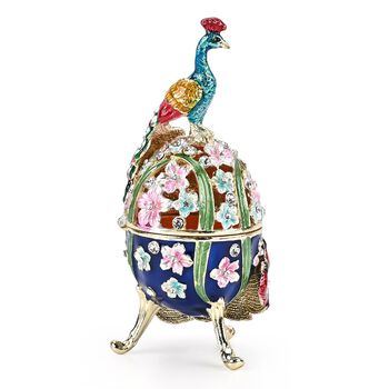 Dekorative Aufbewahrungsbox in Ei-Form mit Pfauenmotiv, 6x5,5x14cm, Mehrfarbig-rosa