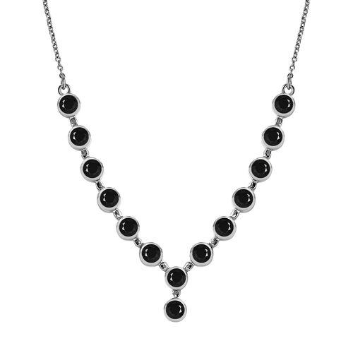 Schwarzer Spinell Halskette ca. 45 cm Edelstahl ca. 5,74 ct. image number 0