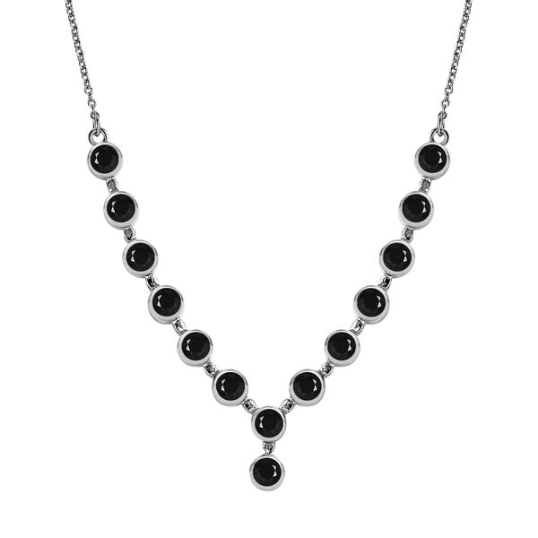 Schwarzer Spinell Halskette ca. 45 cm Edelstahl ca. 5,74 ct.