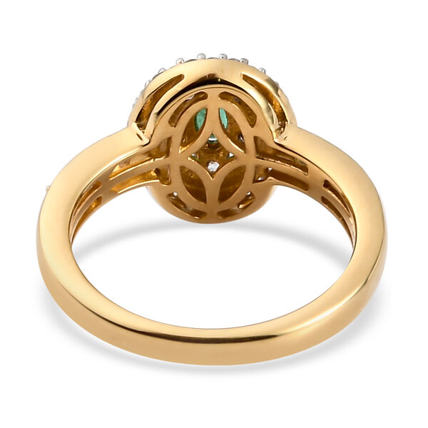 Sambischer Smaragd und Zirkon-Ring, 925 Silber Gelbgold Vermeil  ca. 0,79 ct image number 6