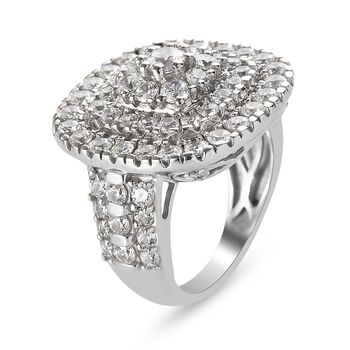 LUSTRO STELLA Hergestellt mit ZIRKONIA Cluster Ring 925 Silber Platin-&Uuml;berzug (Gr&ouml;&szlig;e 21.00) ca. 4,32 ct