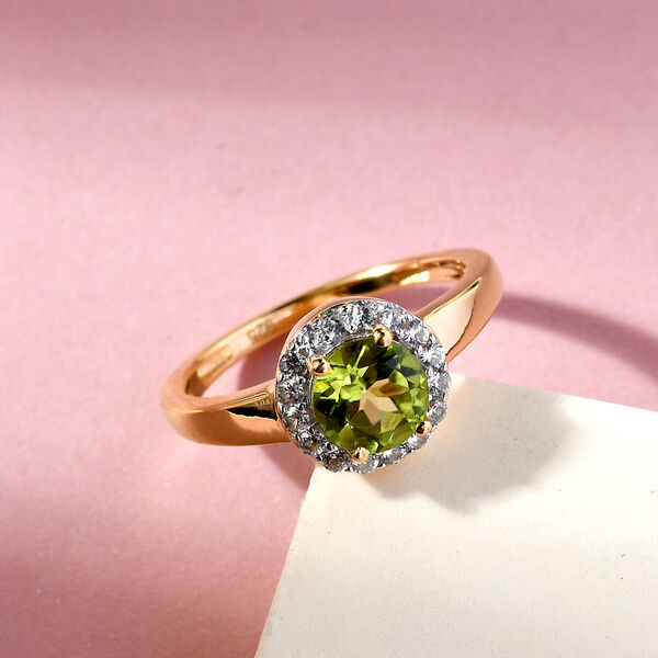 Peridot und Zirkon Ring 925 Silber vergoldet  ca. 1,20 ct image number 2