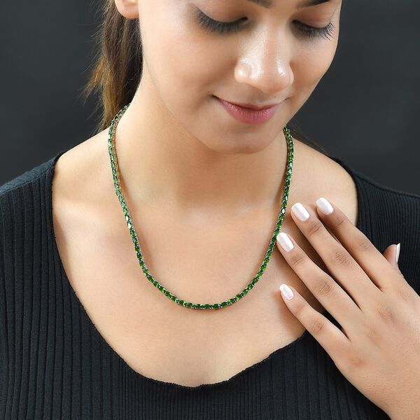 Nat&uuml;rliche Chromdiopsid Halskette, ca. 45 cm, 925 Silber platiniert ca. 22.95 ct image number 2