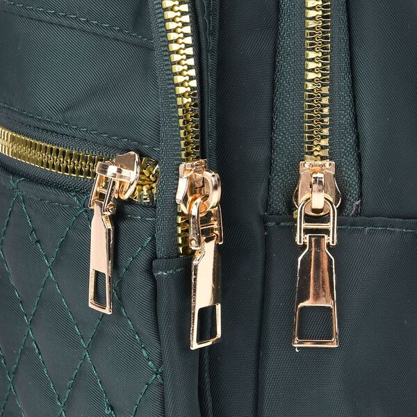 Rucksack mit RFID-Schutz in Steppoptik, 17x7,5x30cm, Dunkelgrün image number 6