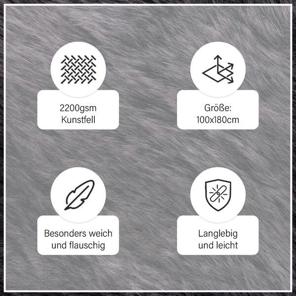 Kunstfell Teppich, schwarz meliert image number 8