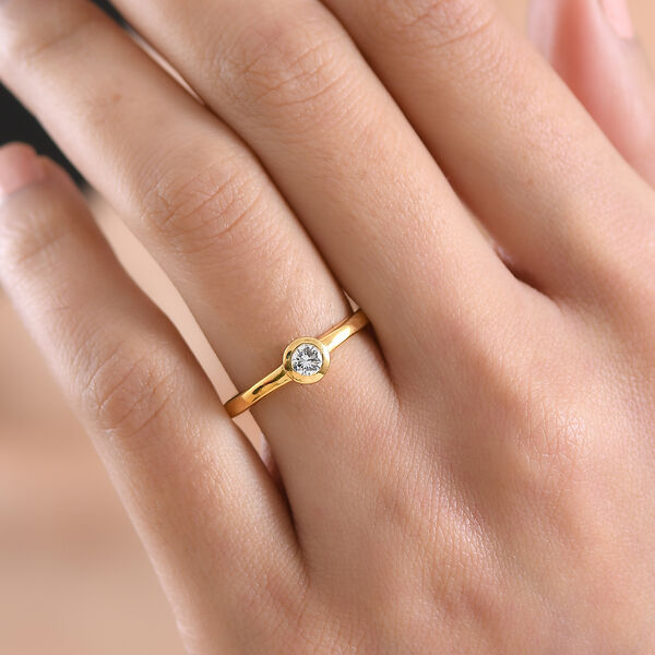 LUXURIANT VS-EF Labor Diamant Ring, 925 Silber 750 Gelbgold Vermeil - 0,25 ct. image number 2