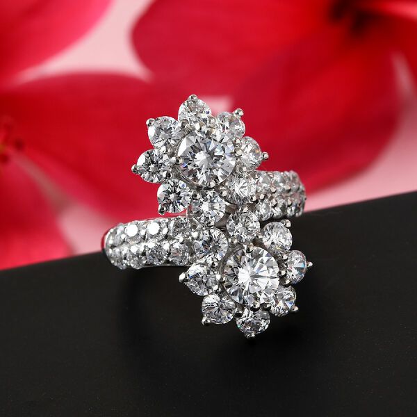 LUSTRO STELLA Hergestellt mit ZIRKONIA Ring 925 Silber Platin-&Uuml;berzug (Gr&ouml;&szlig;e 17.00) ca. 10,03 ct image number 2