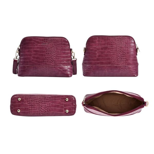 Passage - 4er-Set Handtaschen mit Krokodilpr&auml;gung; enth&auml;lt Schultertasche,, Cross Body Bag, Clutch Bag und Portemonnaie, Violett image number 5