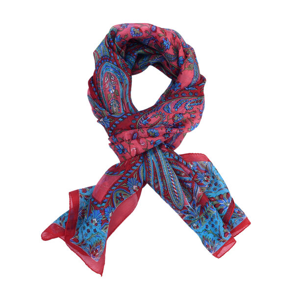 100% Natur Seide, Designer Schal, 50x160 cm, Rot image number 4