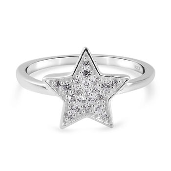 Wei&szlig;er Simulierter Diamant Stern Ring 925 Silber (Gr&ouml;&szlig;e 16.00) ca. 0,31 ct