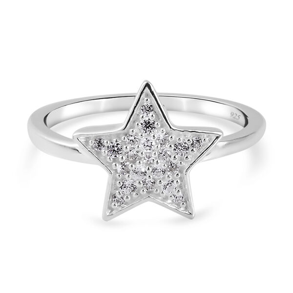 Wei&szlig;er Simulierter Diamant Stern Ring 925 Silber  ca. 0,31 ct