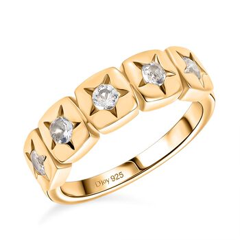 D joy AAA Premium Malagasy Regenbogen Mondstein Ring, 925 Silber 750 Gelb vergoldet (Gr&ouml;&szlig;e 20.00) ca. 0.36 ct