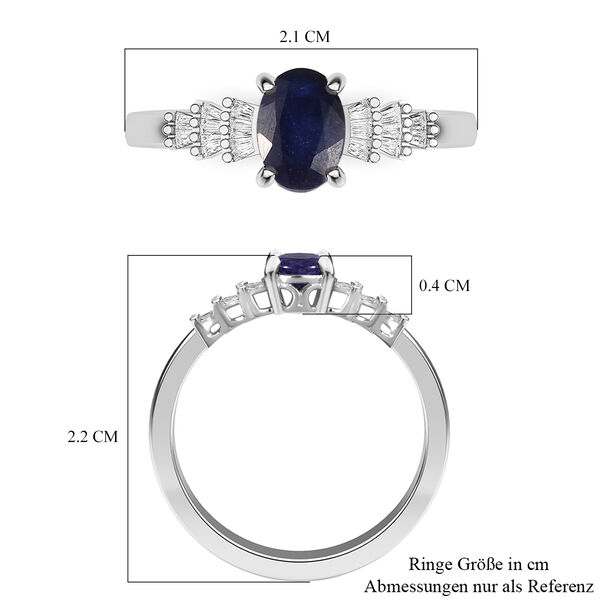 Masoala Saphir und Diamant Ring, 925 Silber platiniert, ca. 1,35 ct. image number 7