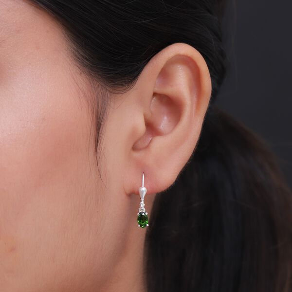 Russischer Diopsid Ohrh&auml;nger 925 Silber ca. 1,00 ct&nbsp; image number 2