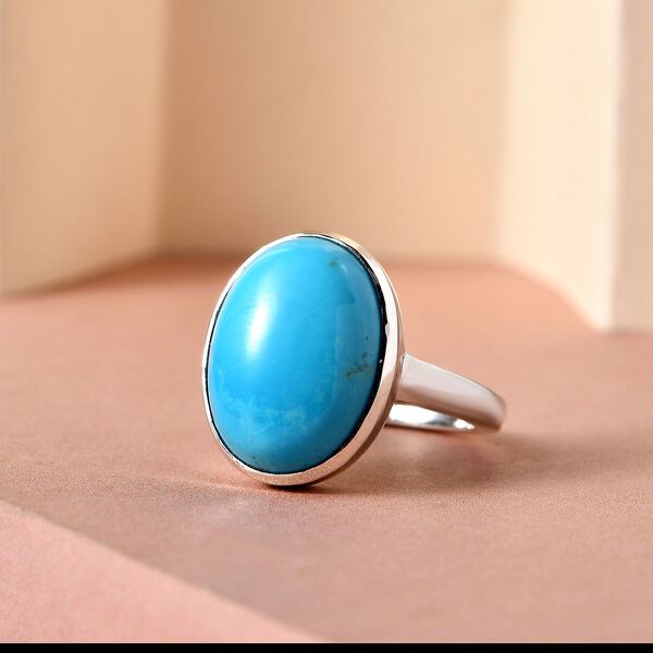 Sleeping Beauty T&uuml;rkis Ring 925 Silber platiniert (Gr&ouml;&szlig;e 18.00) ca. 6,71 ct image number 2