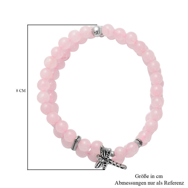 Rosenquarz Libellen-Armband, 18 cm, Edelstahl ca. 100,00 ct image number 2