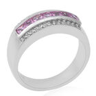 Rosa Saphir und Natürliches weißer Zirkon Ring 925 Silber Platin-Überzug image number 2