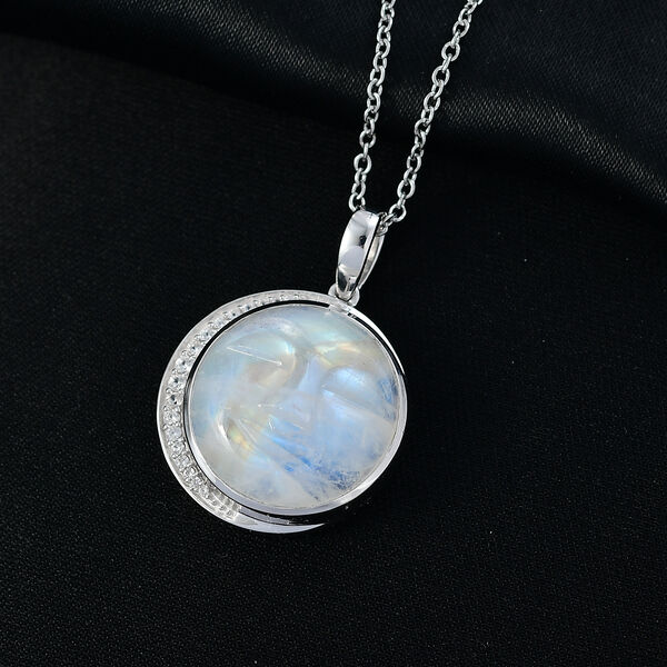 D'Joy AAA Regenbogen Mondstein und Zirkon Ring und Anh&auml;nger mit 50cm Kette image number 2