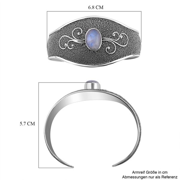 Regenbogen Mondstein Armreif ca. 18.5 cm 925 Silber ca. 6,30 ct. image number 4