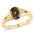 Natürlicher Jenipapo Andalusit und Zirkon Ring 925 Silber Gelbgold Vermeil (Größe 16.00) ca. 1,37 ct image number 3