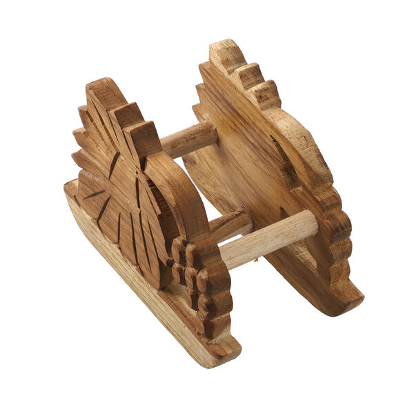 Untersetzer mit handgeschnitztem Ständer aus Teakholz, Größe 12,7x12,7x7,6 cm, Braun image number 5