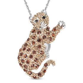 Mehrfarbige Panther-Kristall-Brosche/Anhänger mit 60 cm Kette