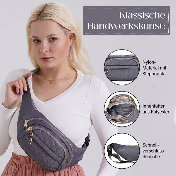 Nylon-Gürteltasche mit RFID-Schutz, 36x4x13cm, Grau image number 3