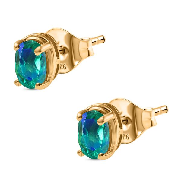 Pfau Triplett Quarz Ohrringe, 925 Silber vergoldet - 1,11 ct. image number 4