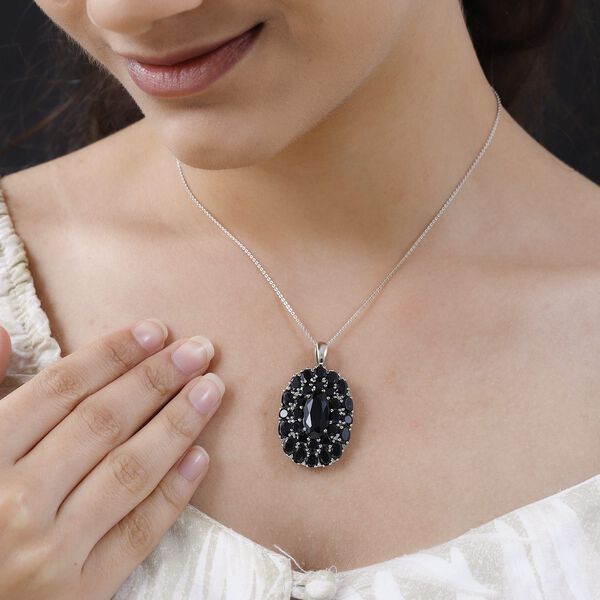 Schwarzer Turmalin Anh&auml;nger mit Kette, 925 Silber platiniert ca. 14.90 ct image number 2