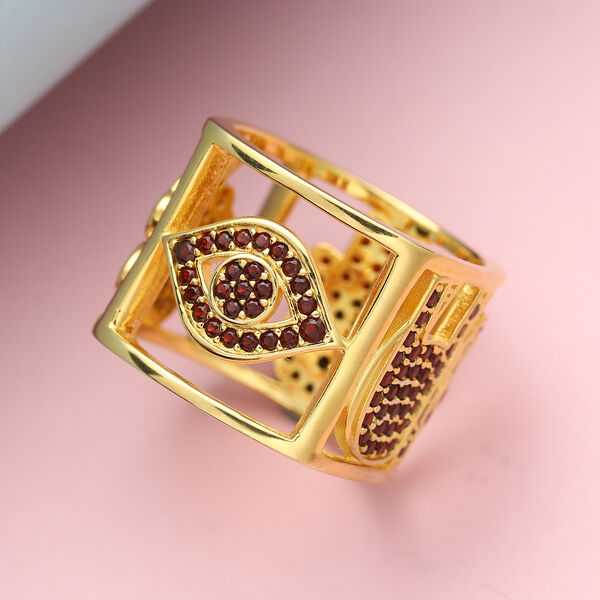 Roter Granat-Ring, 925 Silber vergoldet  ca. 1,42 ct image number 2