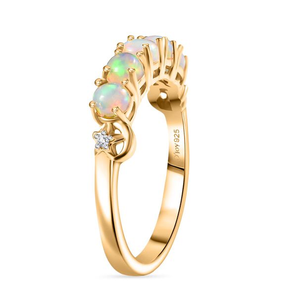 D'Joy AA Nat&uuml;rlicher, &auml;thiopischer Welo Opal, Wei&szlig;er Zirkon Ring 925 Silber Gelbes Gold (Gr&ouml;&szlig;e 18.00) ca. 0,62 ct image number 5