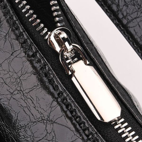 Echtleder Schultertasche mit Fronttasche, 28,5x9x25cm, Schwarz image number 6