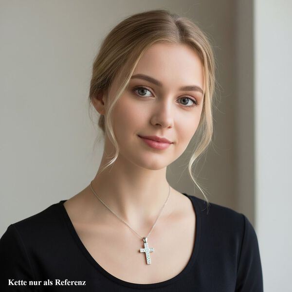 LUSTRO STELLA weißer Zirkonia Kreuz Anhänger image number 2