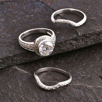 D'Joy Royal Bali Rundschliff Moissanit Ringe und Anh&auml;nger in 925 Silber